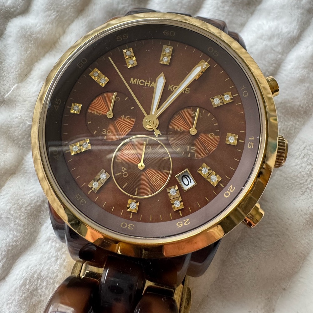 Michael Kors Gold and Brown Chronograph Watch